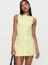 Mimsie Embroidered Mini Dress Lemon